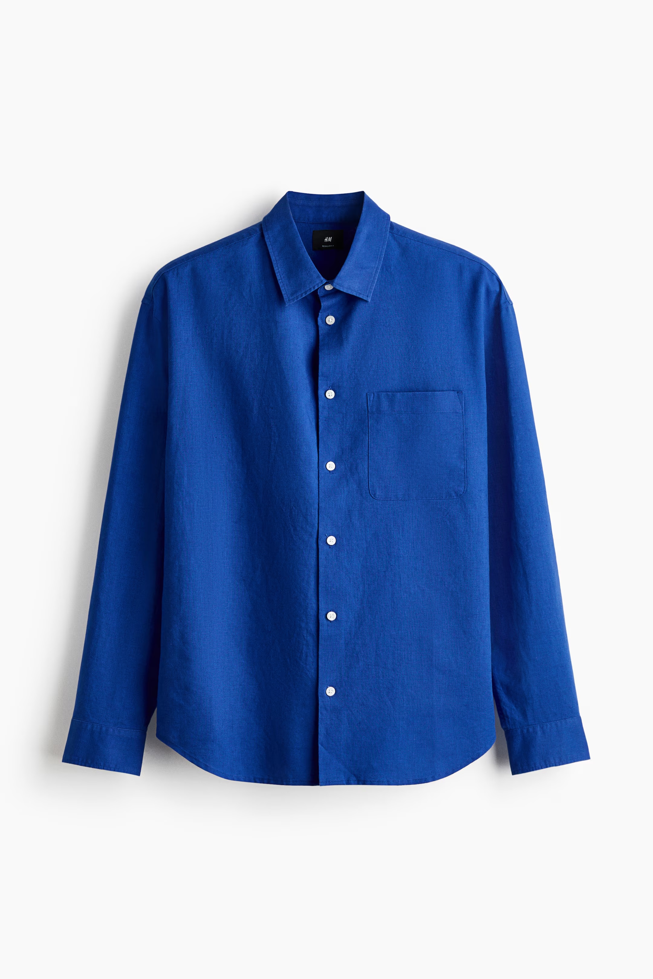 relaxed fit linen blue blend shirt